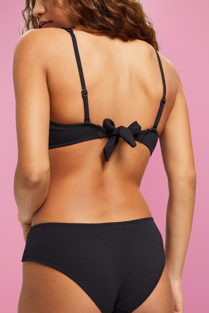 Top de bikini con relleno, textura y diseño corto, BLACK, detail image number 3