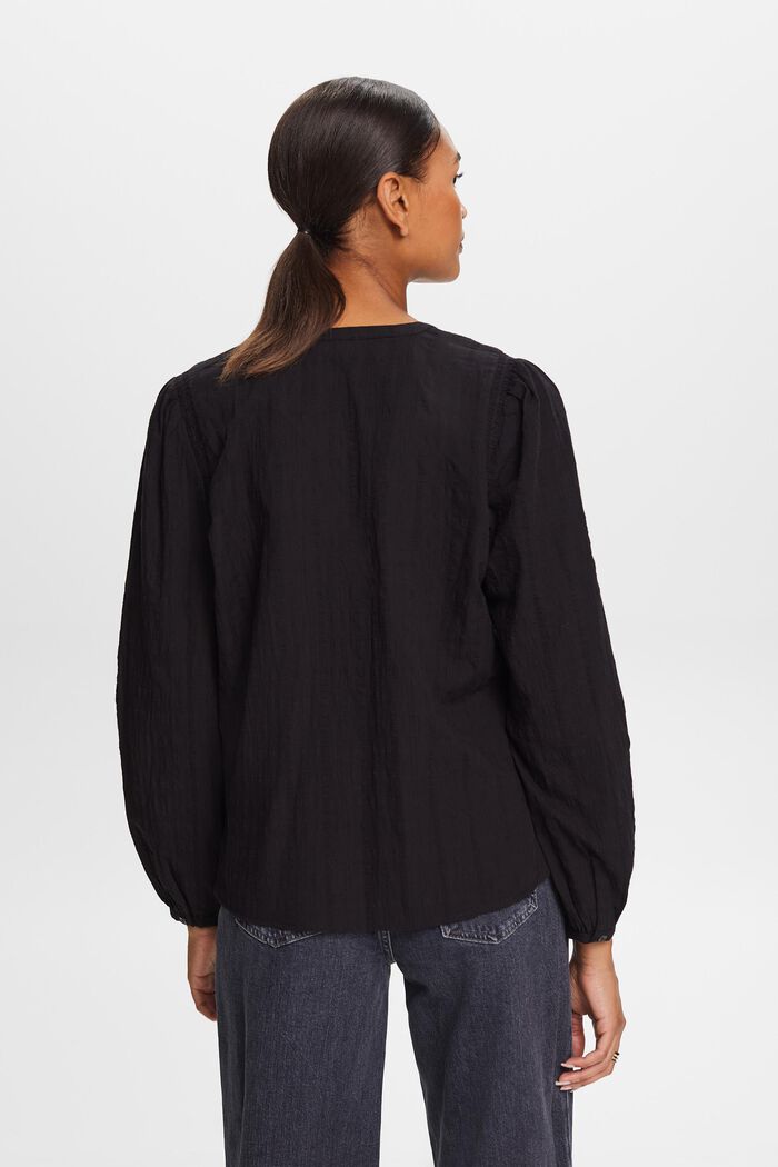Blusa de algodón con textura, BLACK, detail image number 4