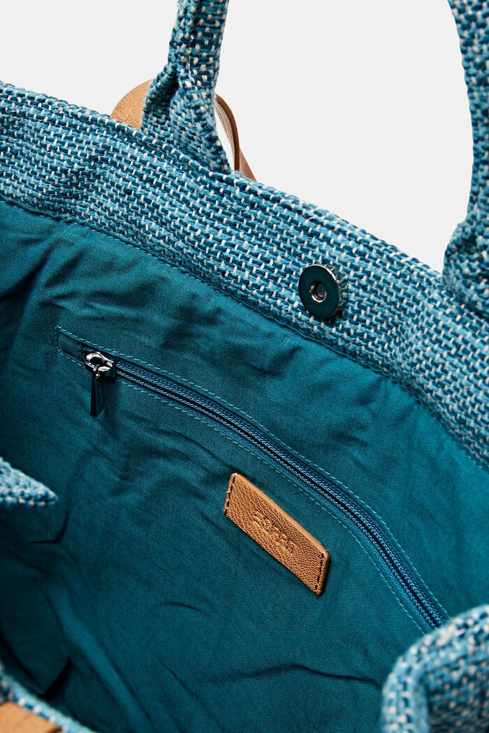 Bolso shopper con diseño multicolor, TEAL GREEN, detail image number 3