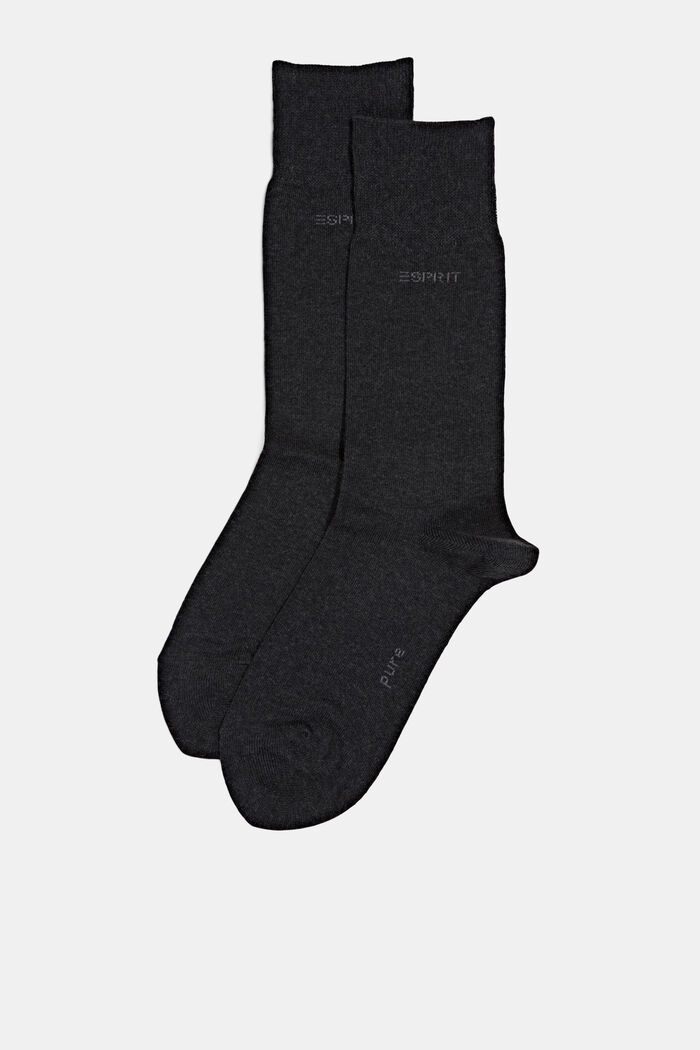 Pack de dos pares de calcetines realizados en mezcla de algodón ecológico, ANTHRACITE MELANGE, detail image number 0