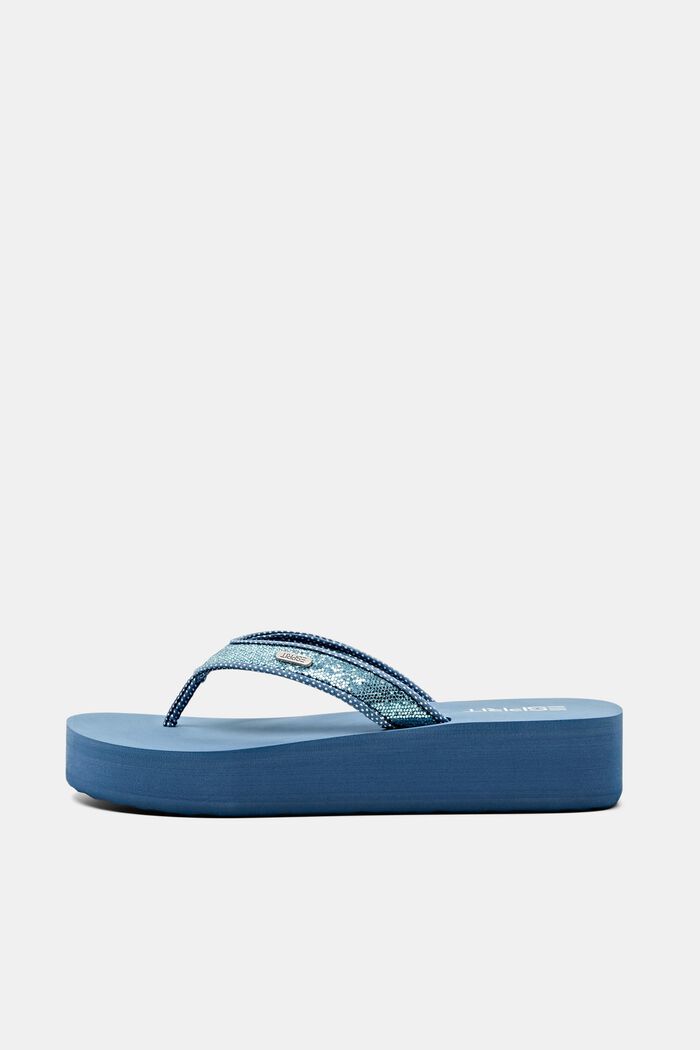 Sandalias de plataforma con tira en la puntera, BLUE, detail image number 0