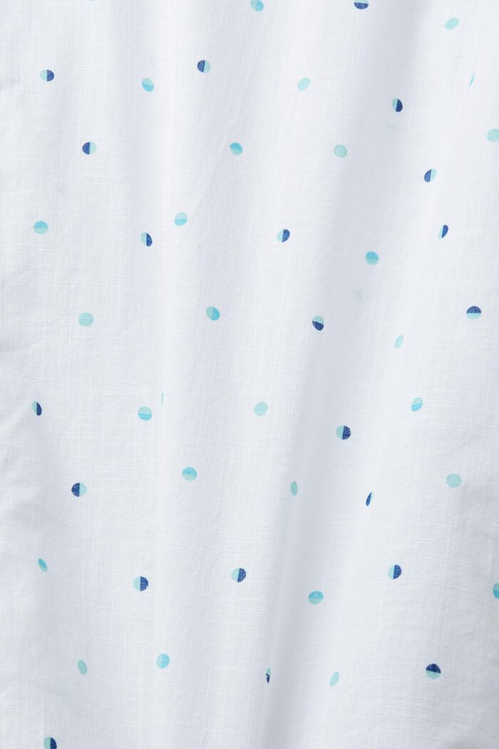 Camisa flameada de algodón con estampado de lunares, WHITE, detail image number 4