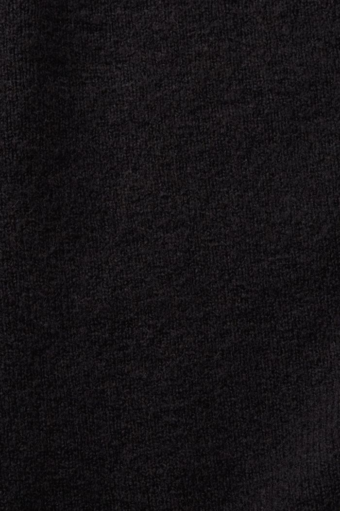 Cárdigan abotonado de cuello pico, mezcla de lana, BLACK, detail image number 5