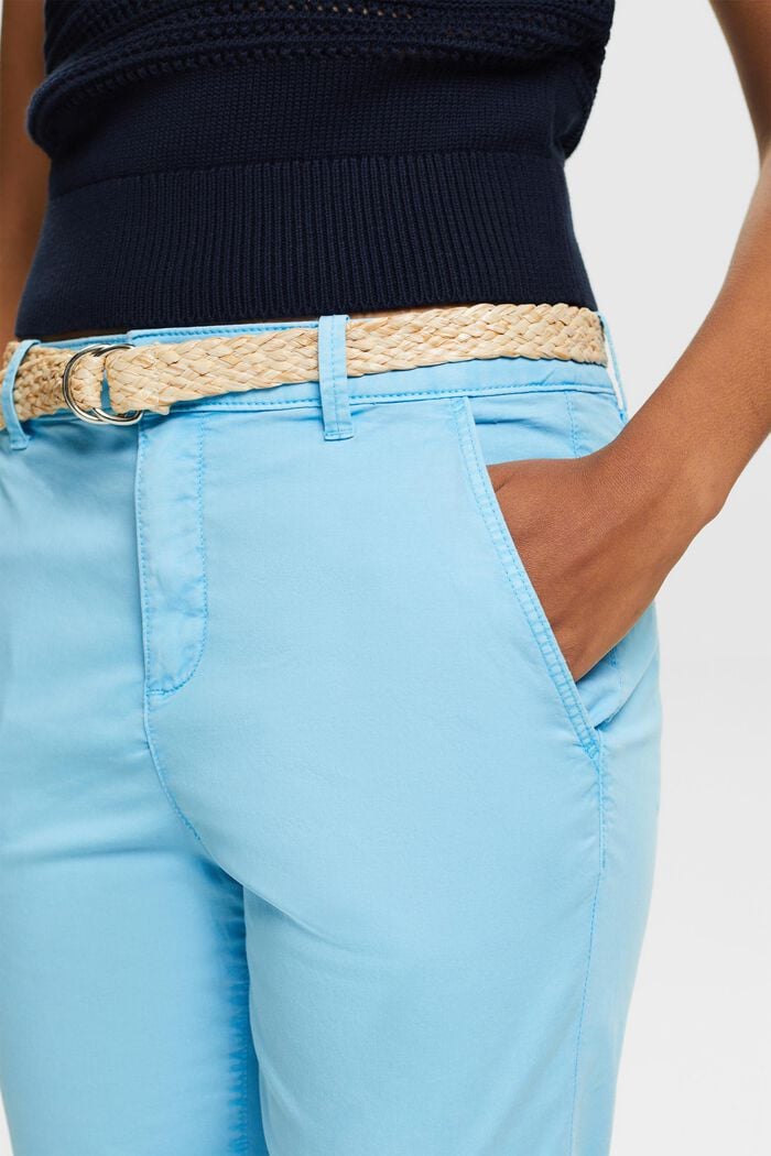 Pantalones chinos con cinturón, LIGHT TURQUOISE, detail image number 4