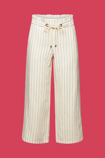 Pantalón culotte con lazada, mezcla de algodón y lino