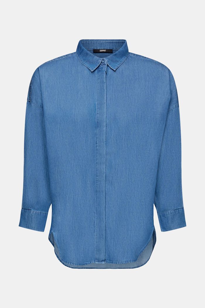 Blusa en tejido vaquero de algodón, BLUE MEDIUM WASHED, detail image number 6