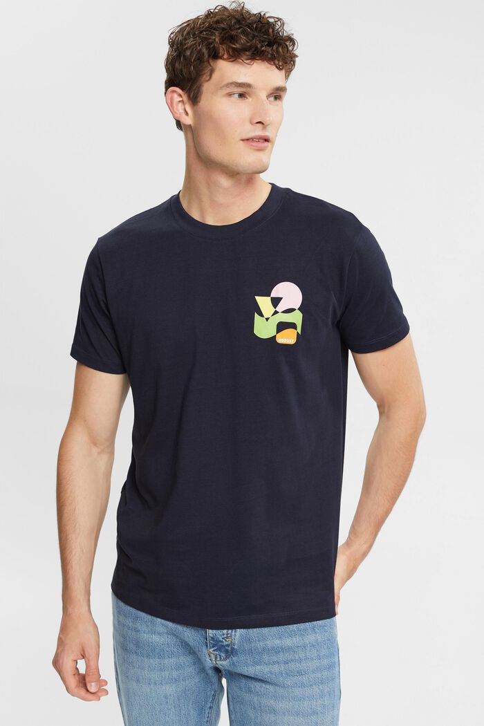 Camiseta de punto con estampado, NAVY, overview