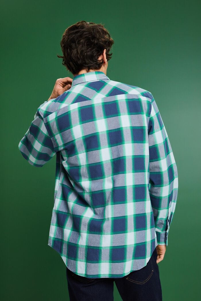 Camisa de franela de algodón con diseño a cuadros, GREY BLUE, detail image number 2
