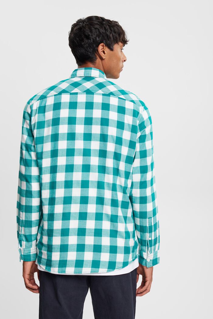 Camisa de franela en algodón sostenible con cuadros vichy, EMERALD GREEN, detail image number 3