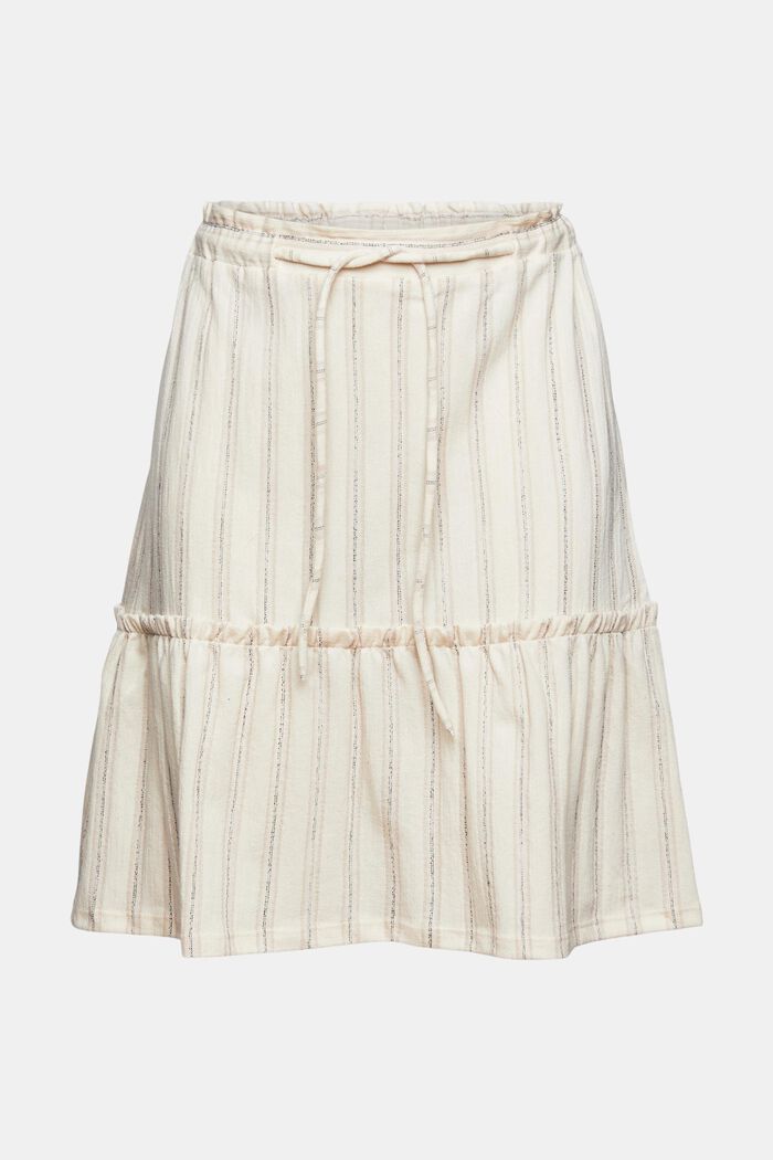 Falda con cordón en mezcla de algodón, OFF WHITE, detail image number 6