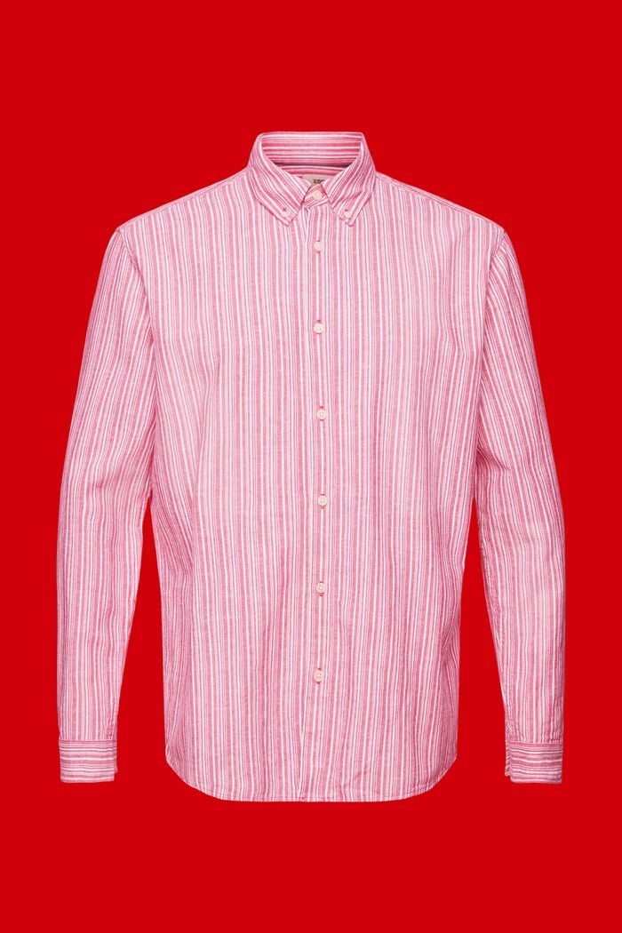 Camiseta de rayas con lino, DARK PINK, detail image number 6