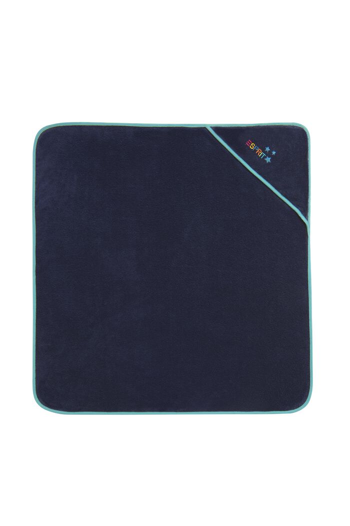 Toalla con capucha y logotipo bordado, NAVY BLUE, overview