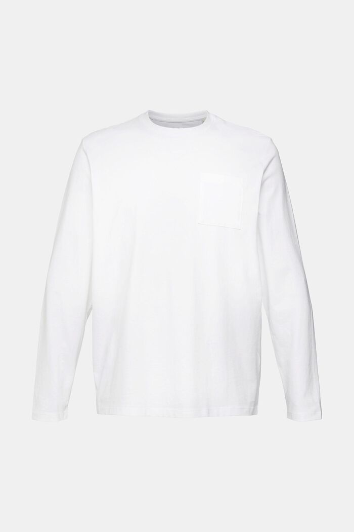 Camiseta de manga larga de tejido jersey, 100% algodón, WHITE, overview