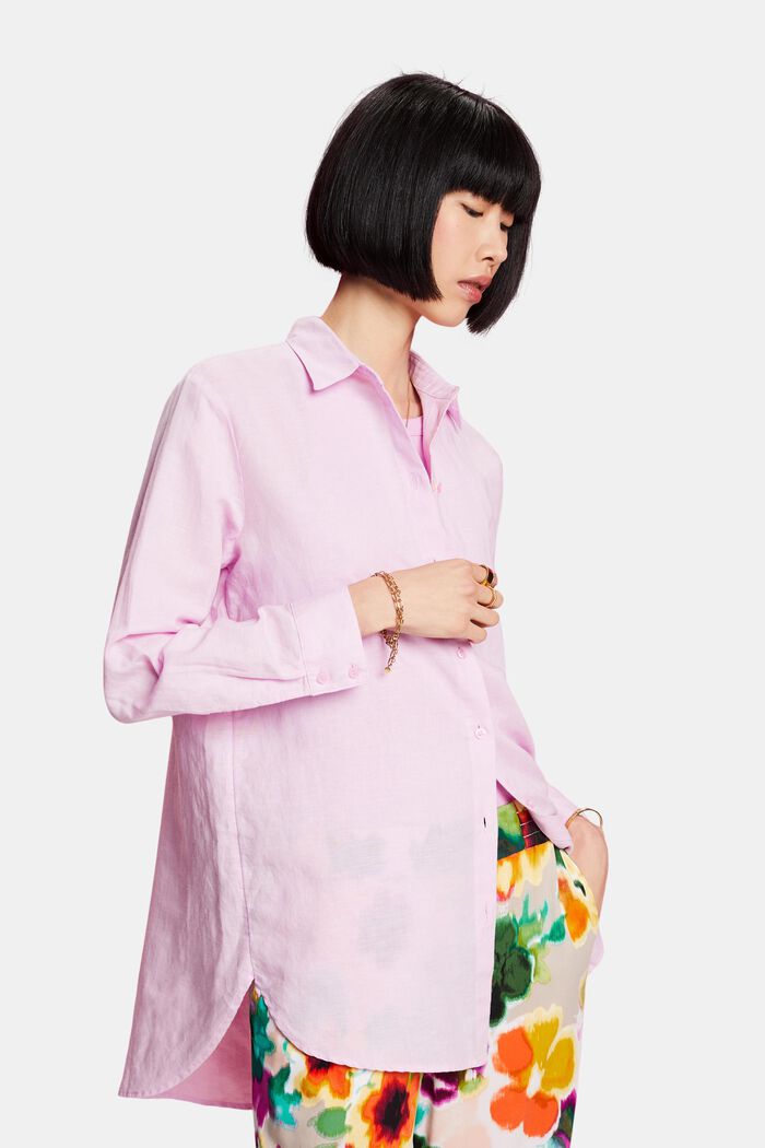Camisa de lino y algodón, PINK, detail image number 4