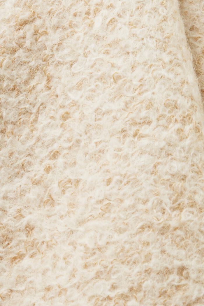 Abrigo de rizo con capucha en mezcla de lana, SAND, detail image number 6