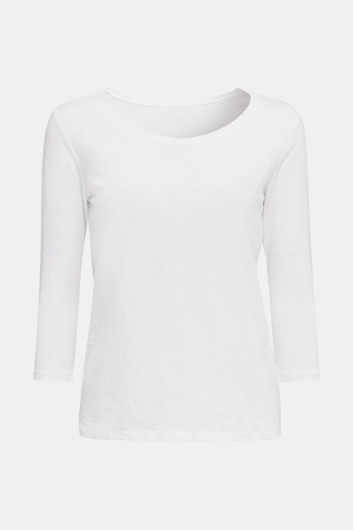 Camiseta de algodón, mangas de 3/4, WHITE, detail image number 0