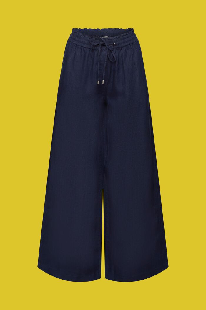 Pantalones de lino de corte ancho, NAVY, detail image number 7