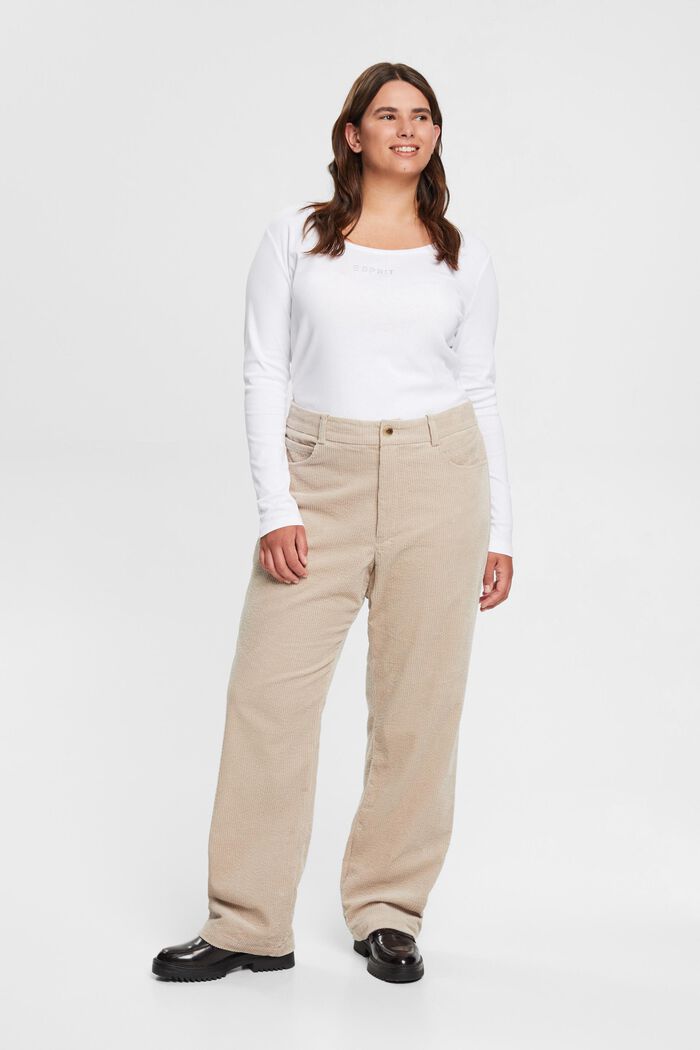 CURVY pantalón de pana, 100 % algodón, LIGHT TAUPE, overview