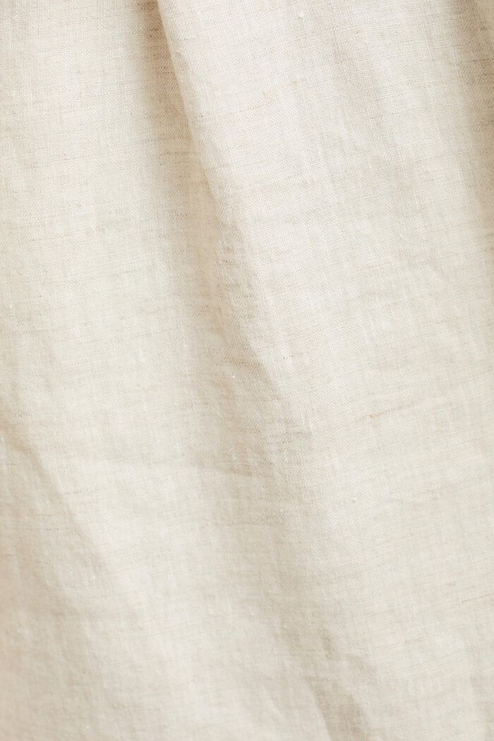 Blusa de manga larga de lino, BEIGE, detail image number 4
