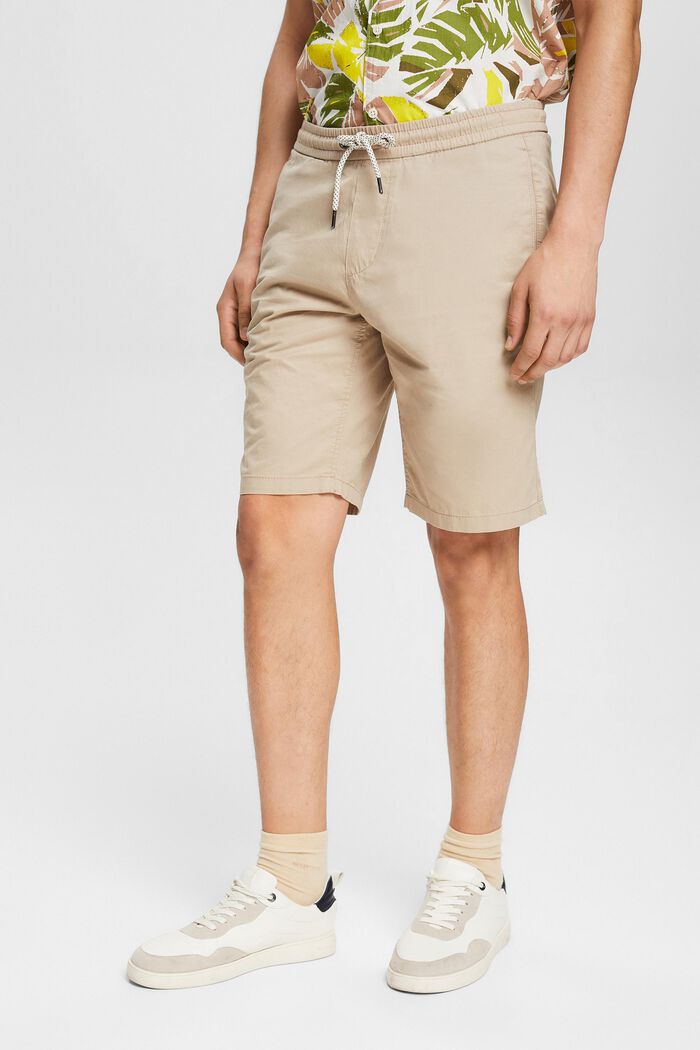 Shorts con cintura elástica, 100% algodón, LIGHT BEIGE, detail image number 0