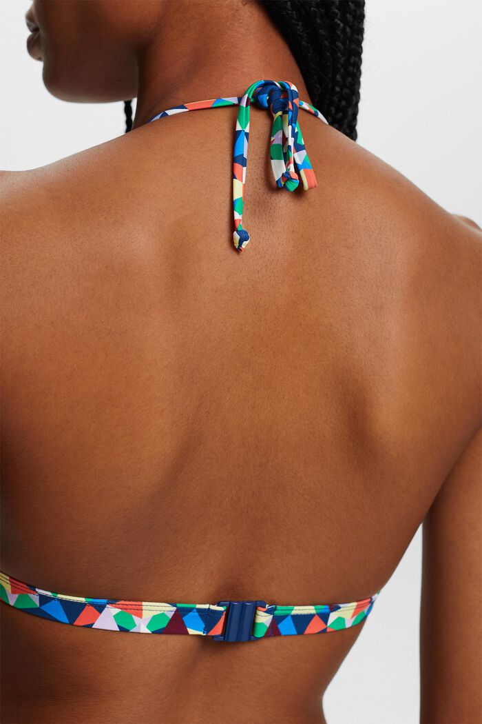 Reciclado: top de bikini atado al cuello con estampado allover, GREEN, detail image number 3