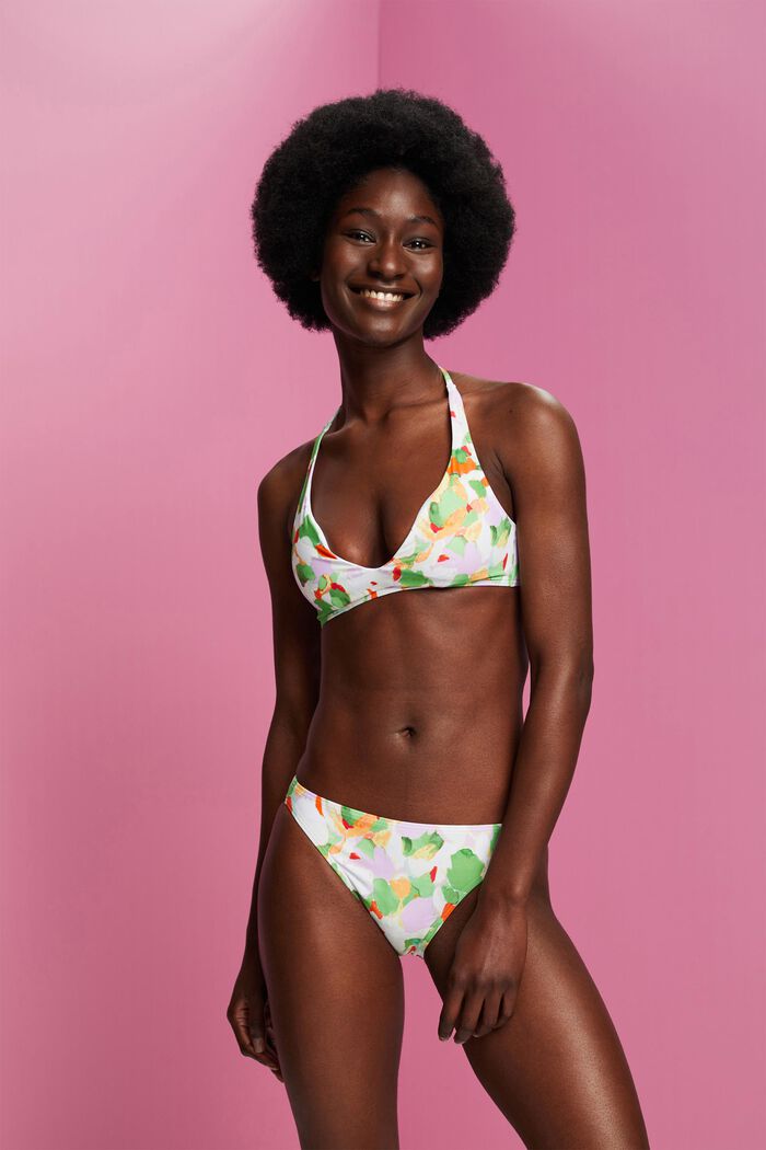 Top de bikini con relleno reciclado y tirantes al cuello, GREEN, detail image number 0