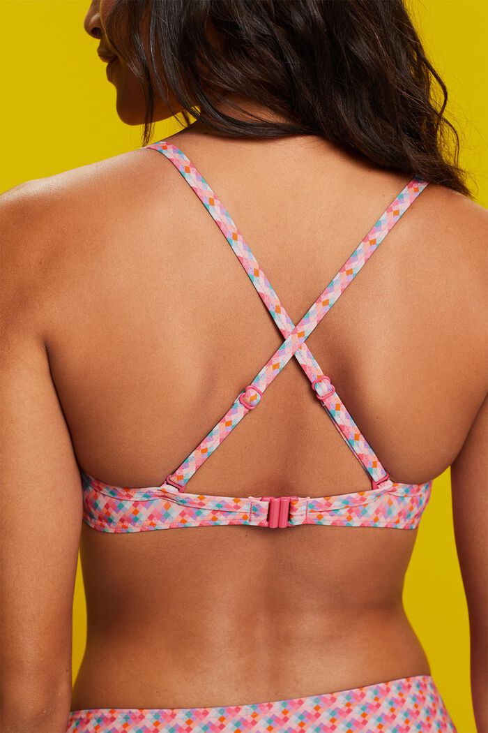 Top de bikini de aros de tejido reciclado con relleno, PINK FUCHSIA, detail image number 3