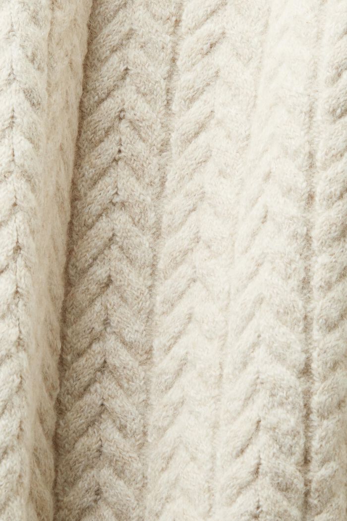 Jersey de punto trenzado con efecto jaspeado y cuello redondo, OFF WHITE, detail image number 5