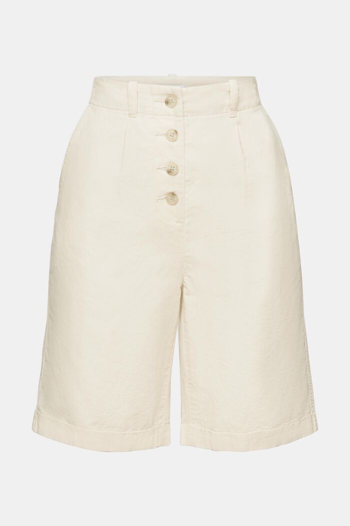 Pantalón corto con bragueta de botones, CREAM BEIGE, detail image number 7