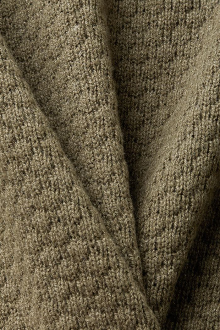 Jersey de punto con textura, mezcla de algodón, KHAKI GREEN, detail image number 5