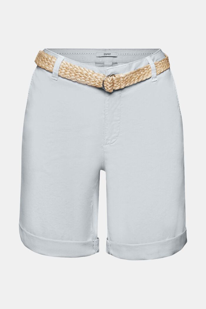 Pantalones cortos con cinturón trenzado de rafia extraíble, LIGHT BLUE, detail image number 8