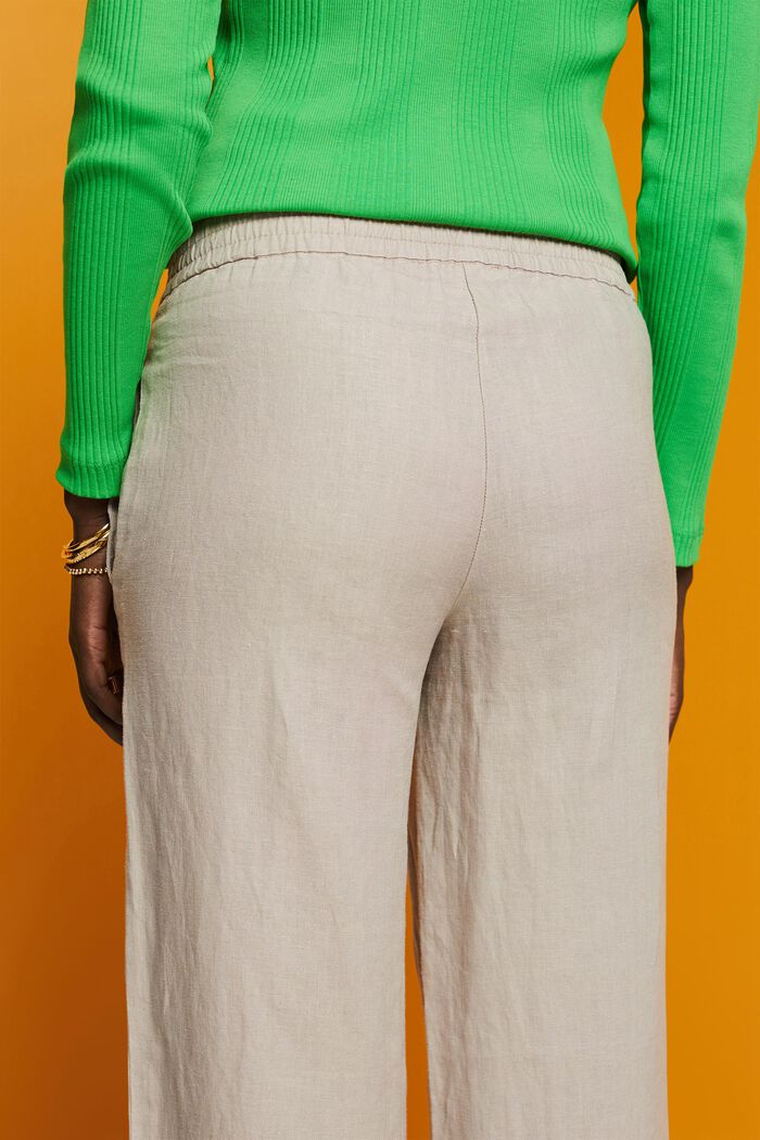 Pantalón de pernera ancha de lino sin cierre, LIGHT TAUPE, detail image number 4
