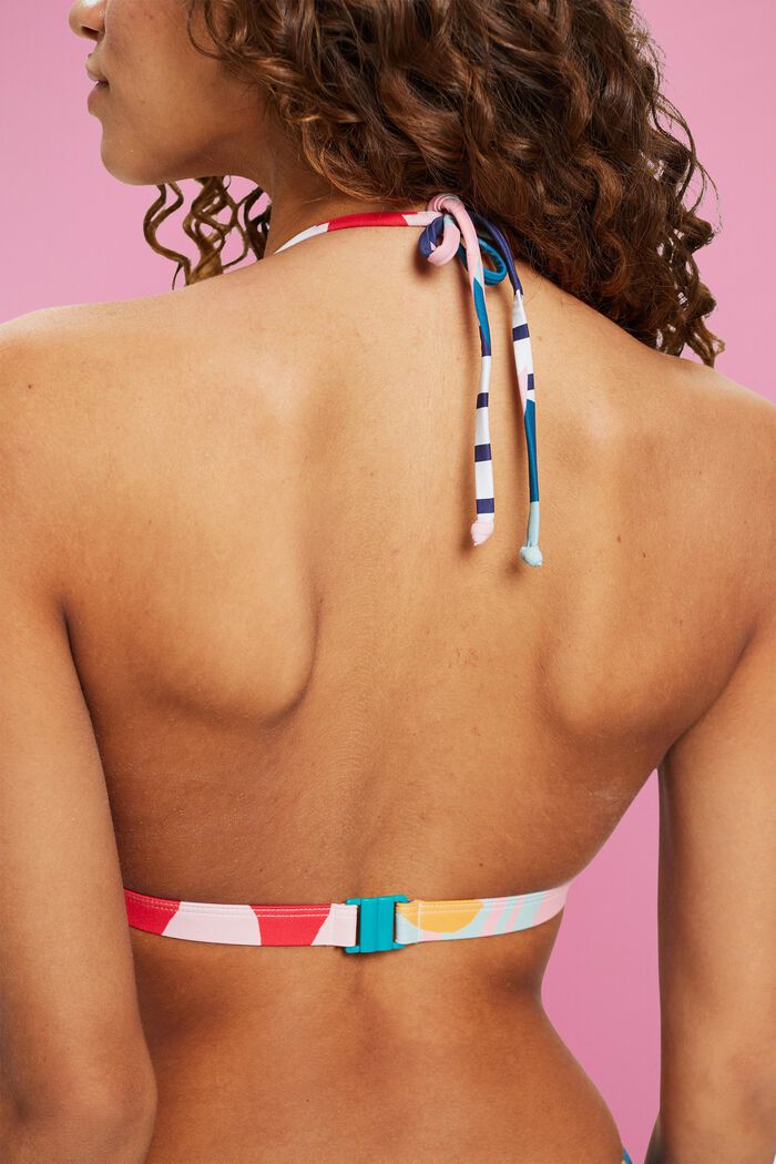 Top de bikini con cuello halter, acolchado y estampado, INK, detail image number 3
