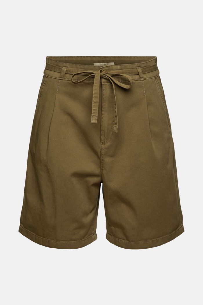 Shorts de cintura alta en 100% algodón Pima, KHAKI GREEN, detail image number 7