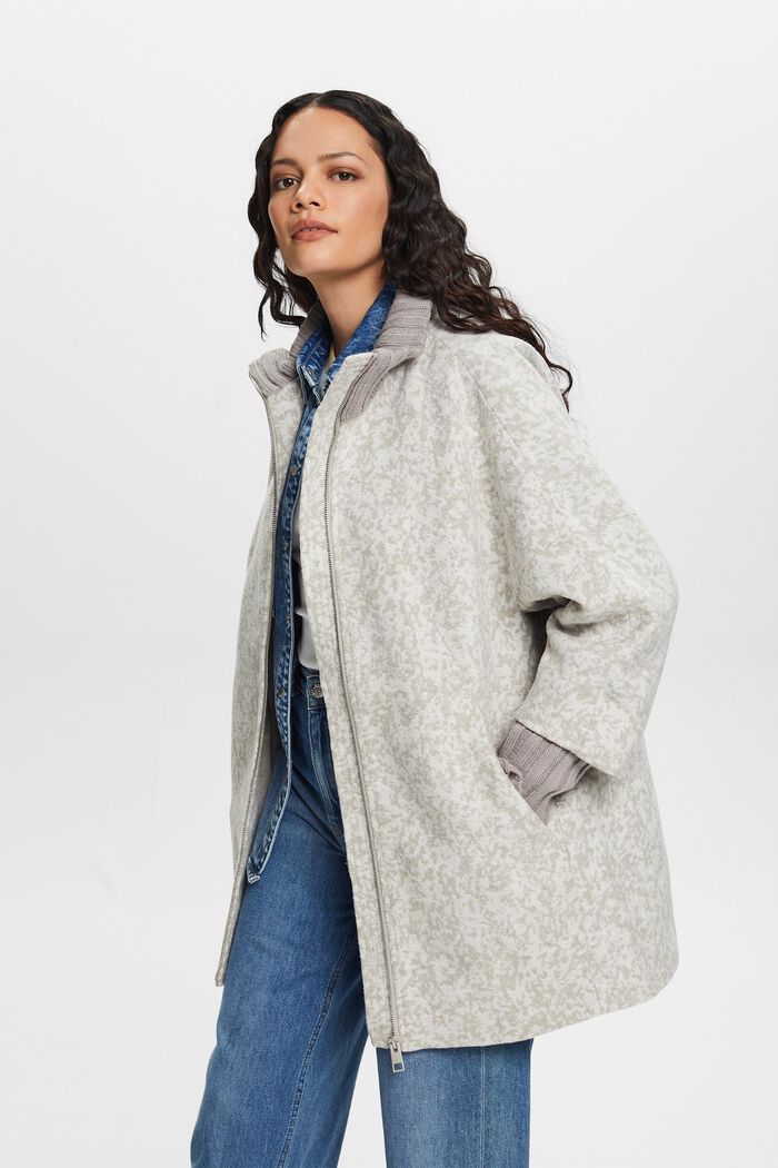 Reciclada: chaqueta larga con textura, LIGHT GREY, detail image number 0