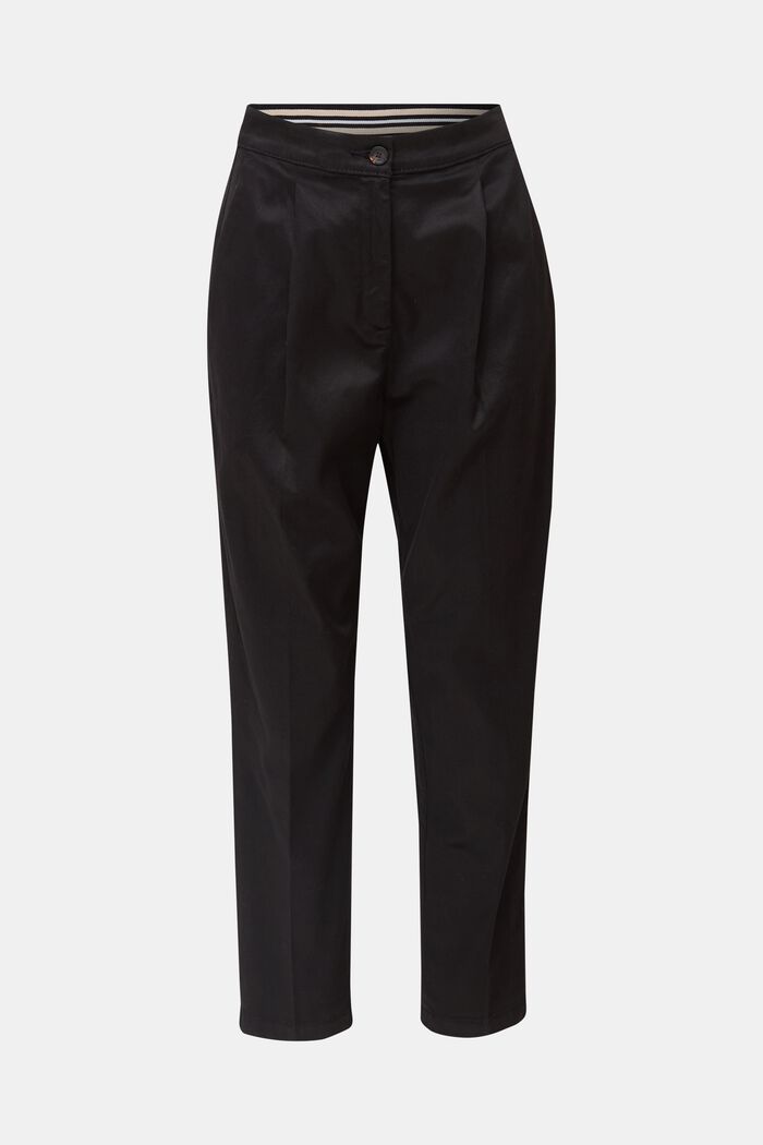 Con TENCEL™: pantalón con pinzas en la cintura, BLACK, detail image number 0