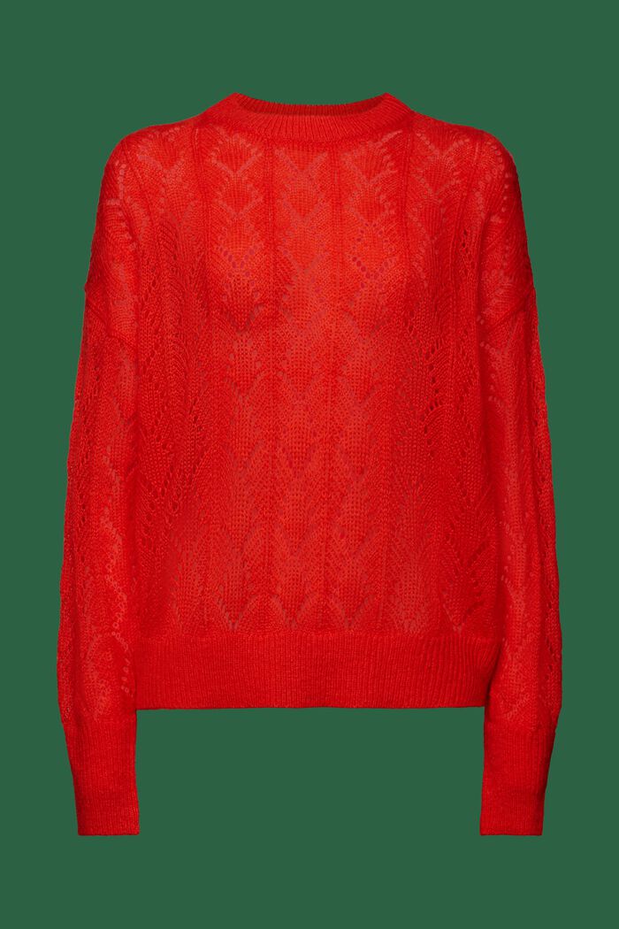 Jersey de punto abierto de mezcla de lana, RED, detail image number 6