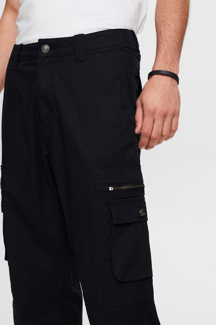 Pantalón cargo de sarga con corte Straight, BLACK, detail image number 4