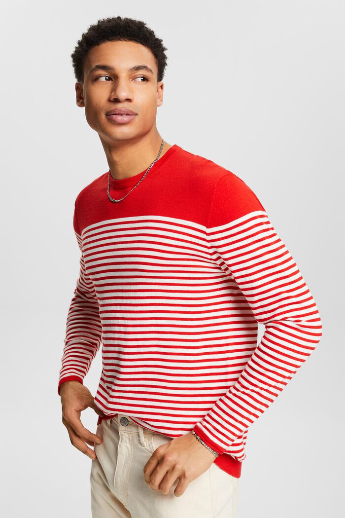 Jersey de algodón a rayas, RED, detail image number 4