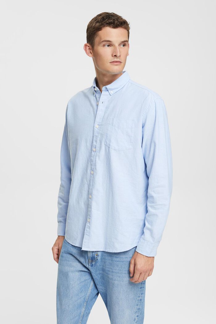 Camisa con cuello abotonado, 100% algodón, LIGHT BLUE, detail image number 0