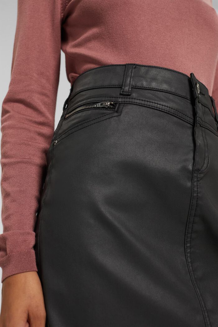 Minifalda en tejido vaquero revestido, BLACK, detail image number 2