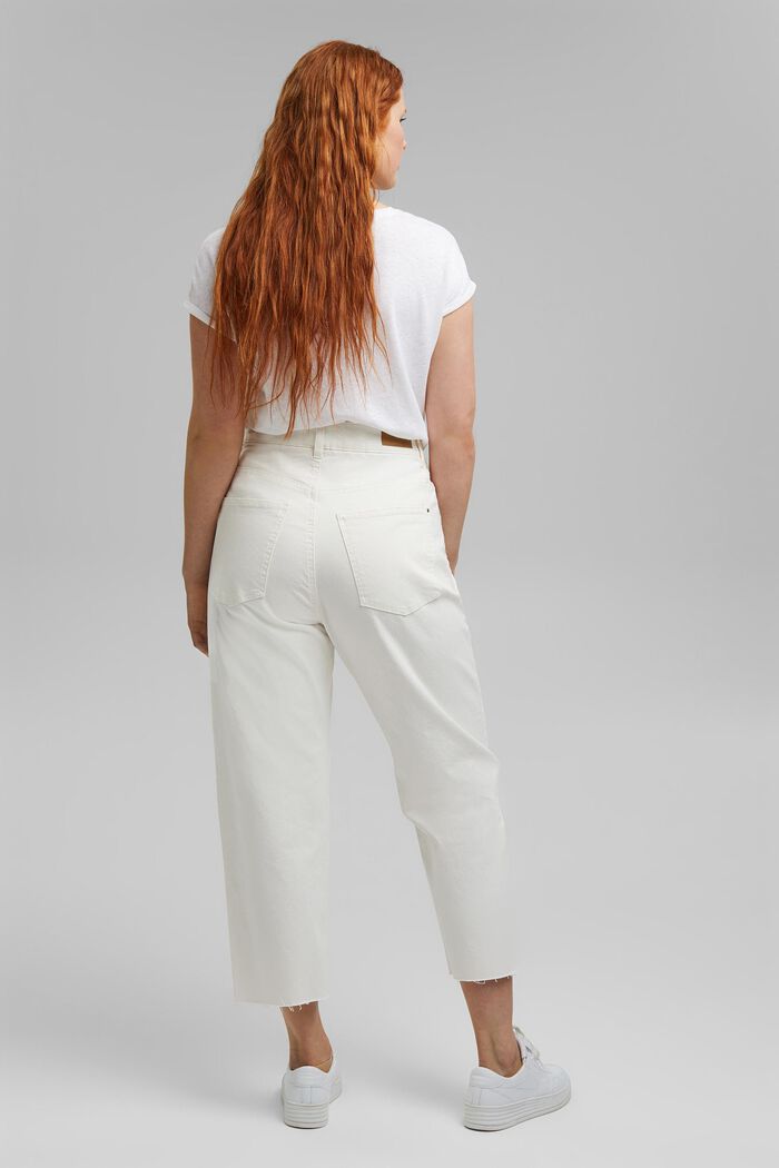 Vaqueros tobilleros de cintura alta, algodón ecológico, OFF WHITE, detail image number 3