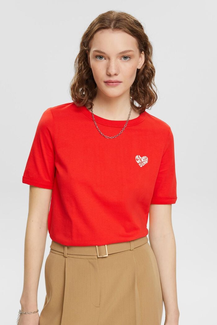 Camiseta de algodón con logotipo en forma de corazón, RED, detail image number 0