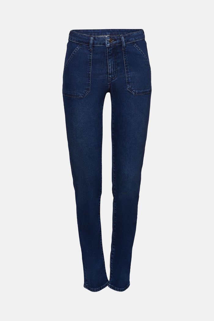 Jeans mid rise slim fit, BLUE DARK WASHED, detail image number 7