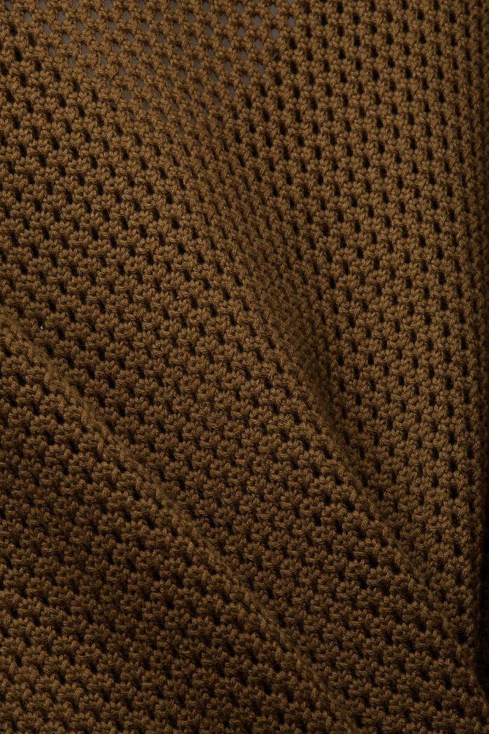 Jersey de punto grueso con cuello en pico, KHAKI GREEN, detail image number 4