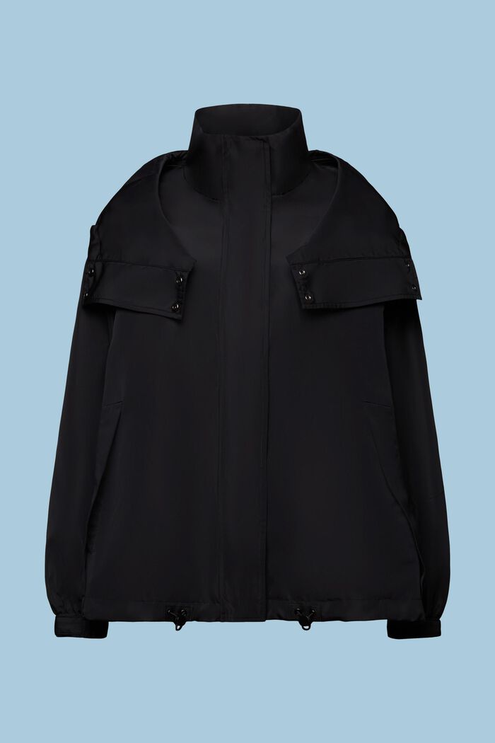 Chaqueta impermeable con capucha extraíble, BLACK, detail image number 6