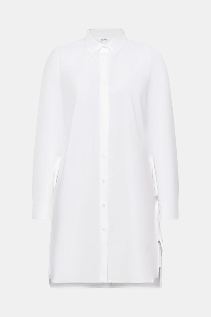 Vestido camisero de popelina con detalle anudado, WHITE, detail image number 6