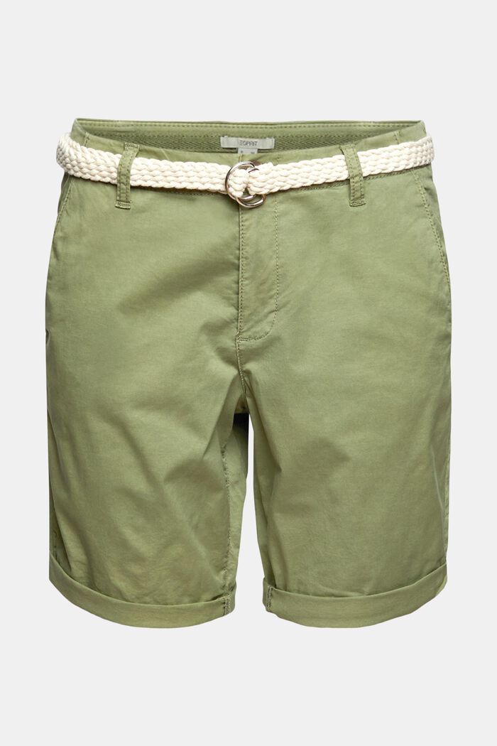 Pantalones cortos con cinturón tejido, LIGHT KHAKI, detail image number 2