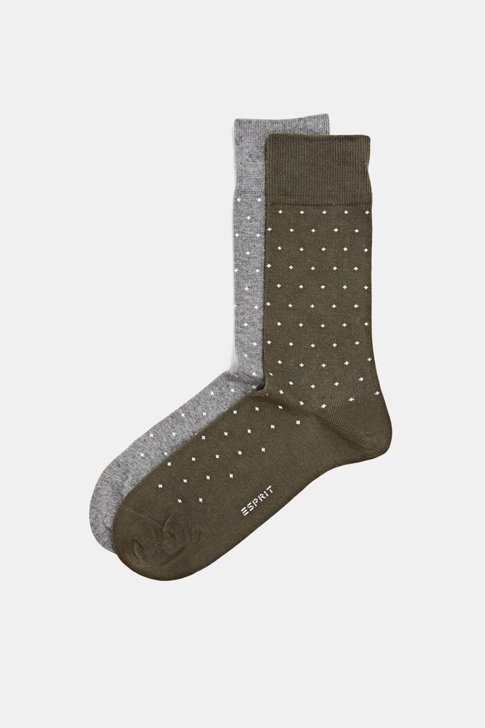Pack de 2 pares de calcetines con estampado de puntos, de algodón ecológico, GREY/GREEN, detail image number 0