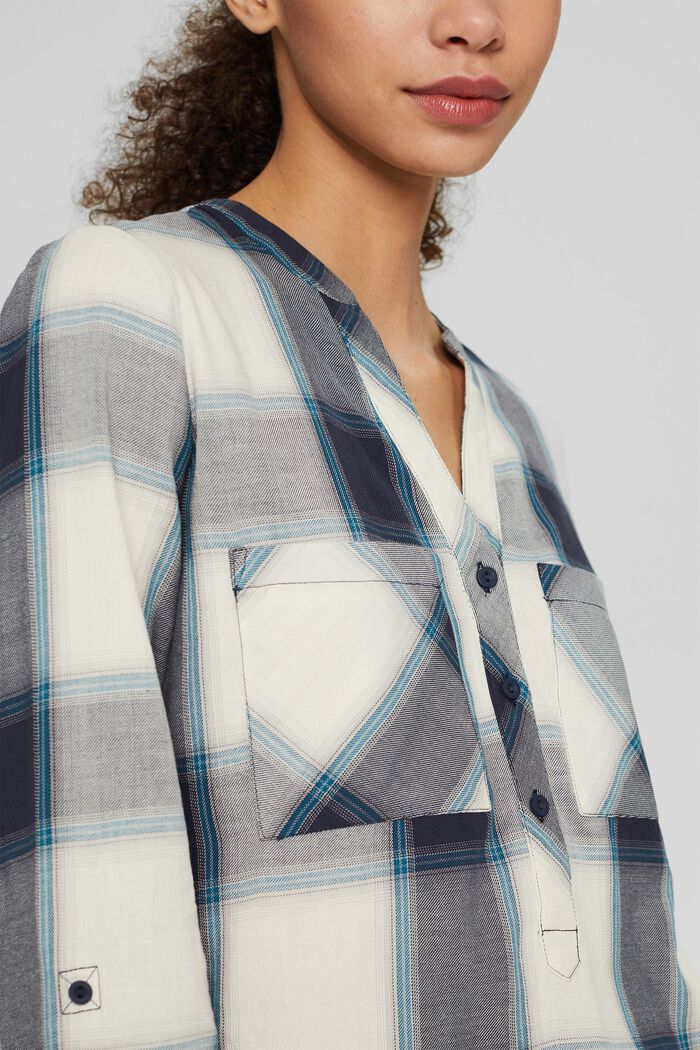 Blusa de cuadros en 100% algodón, NAVY, detail image number 2